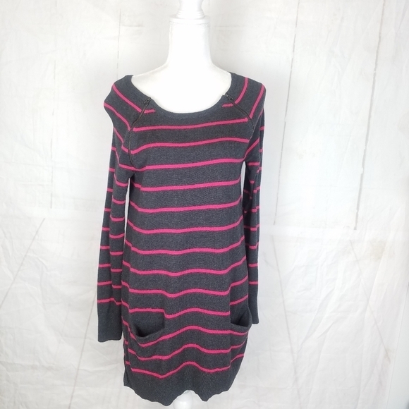 caslon gray pink stripped tunic sweater - Picture 1 of 9